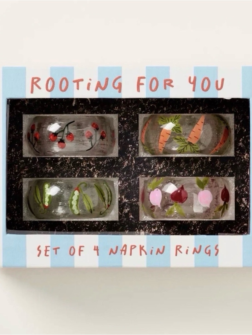 NEW Anthropologie Crudité Boxed Napkin Rings, Set of 4